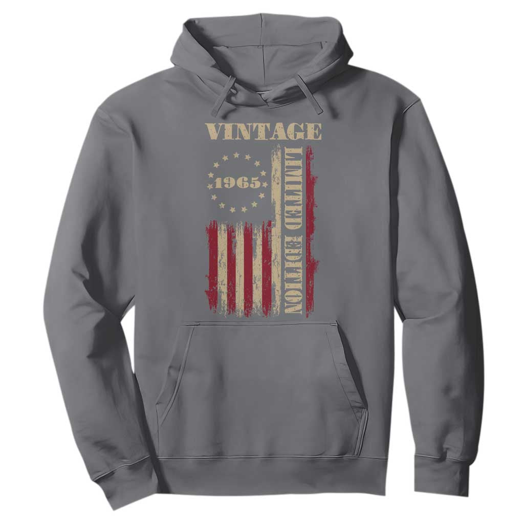 Vintage 1965 Birthday Hoodie Retro American Flag Limited Edition TS10 Charcoal Print Your Wear