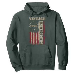Vintage 1965 Birthday Hoodie Retro American Flag Limited Edition TS10 Dark Forest Green Print Your Wear