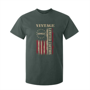 Vintage 1965 Birthday T Shirt For Kid Retro American Flag Limited Edition TS10 Dark Forest Green Print Your Wear