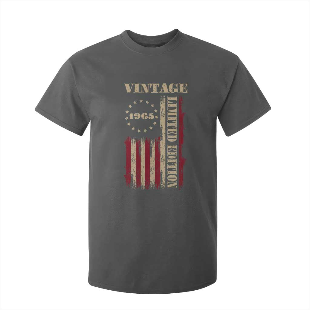 Vintage 1965 Birthday T Shirt For Kid Retro American Flag Limited Edition TS10 Dark Heather Print Your Wear