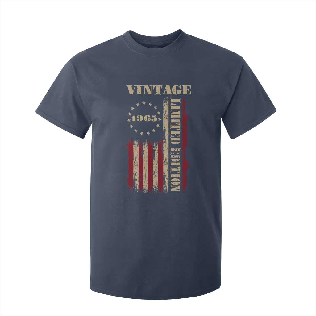 Vintage 1965 Birthday T Shirt For Kid Retro American Flag Limited Edition TS10 Navy Print Your Wear