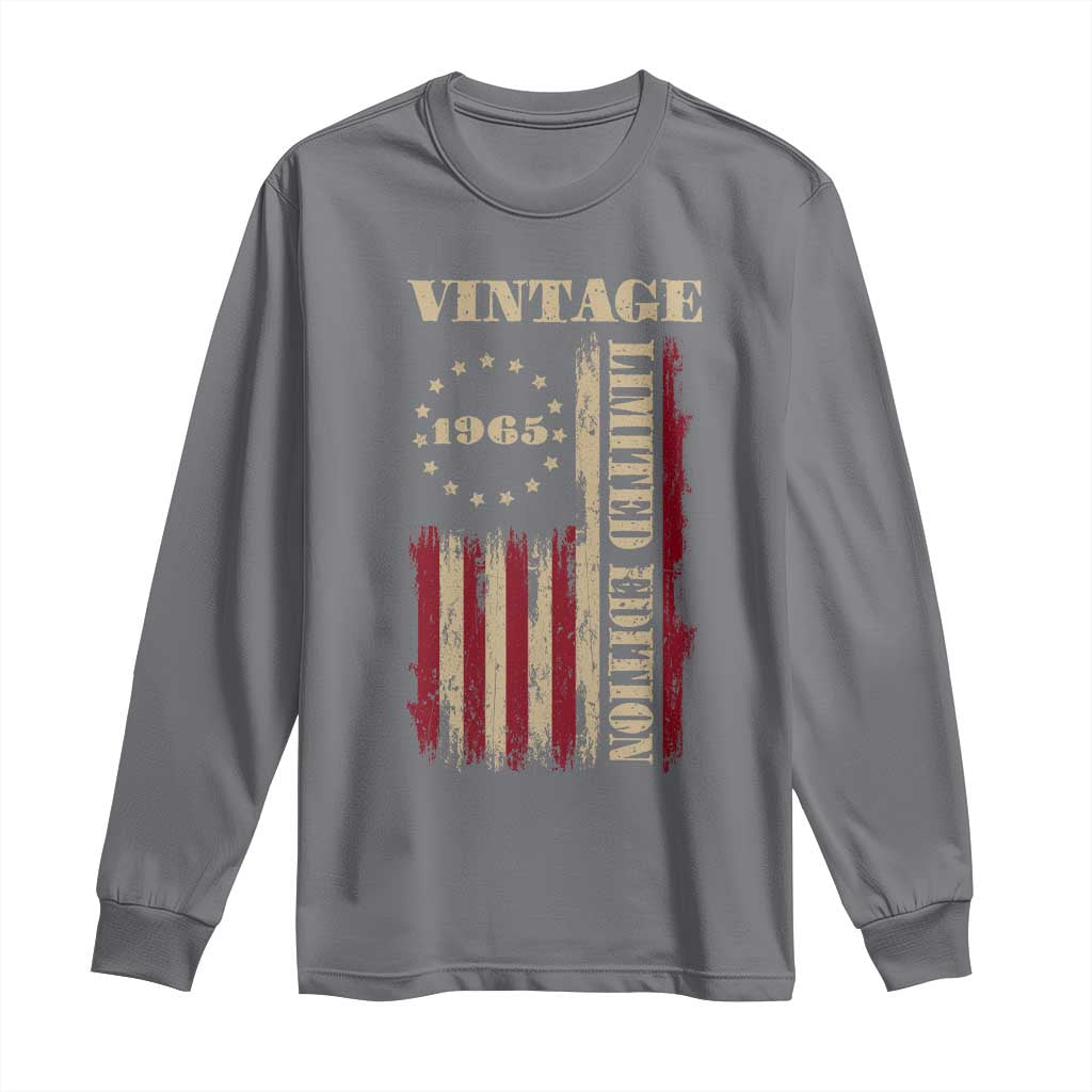 Vintage 1965 Birthday Long Sleeve Shirt Retro American Flag Limited Edition TS10 Charcoal Print Your Wear