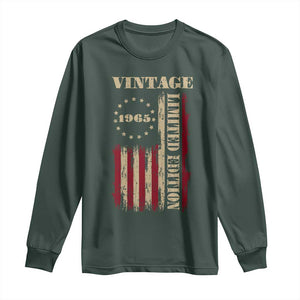 Vintage 1965 Birthday Long Sleeve Shirt Retro American Flag Limited Edition TS10 Dark Forest Green Print Your Wear