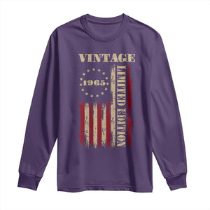 Vintage 1965 Birthday Long Sleeve Shirt Retro American Flag Limited Edition TS10 Purple Print Your Wear