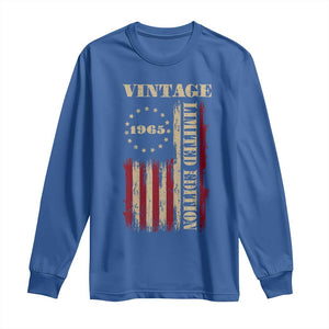 Vintage 1965 Birthday Long Sleeve Shirt Retro American Flag Limited Edition TS10 Royal Blue Print Your Wear