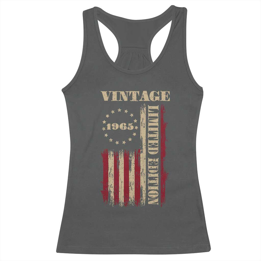 Vintage 1965 Birthday Racerback Tank Top Retro American Flag Limited Edition TS10 Dark Heather Print Your Wear