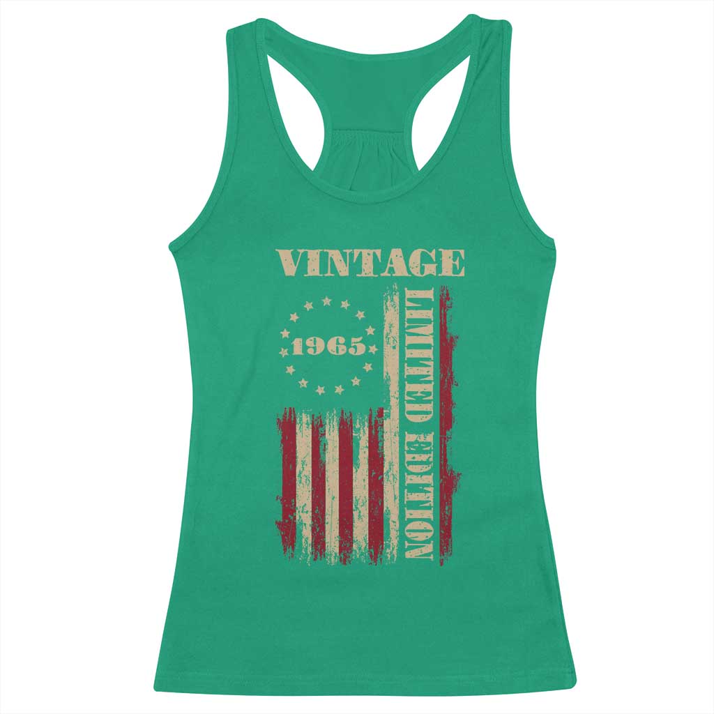 Vintage 1965 Birthday Racerback Tank Top Retro American Flag Limited Edition TS10 Irish Green Print Your Wear