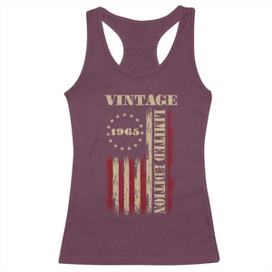 Vintage 1965 Birthday Racerback Tank Top Retro American Flag Limited Edition TS10 Maroon Print Your Wear