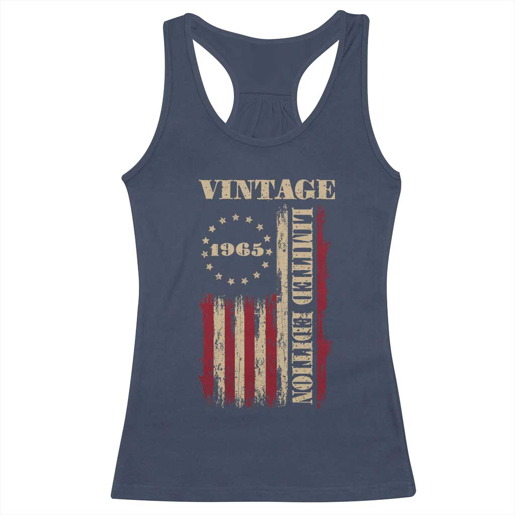 Vintage 1965 Birthday Racerback Tank Top Retro American Flag Limited Edition TS10 Navy Print Your Wear