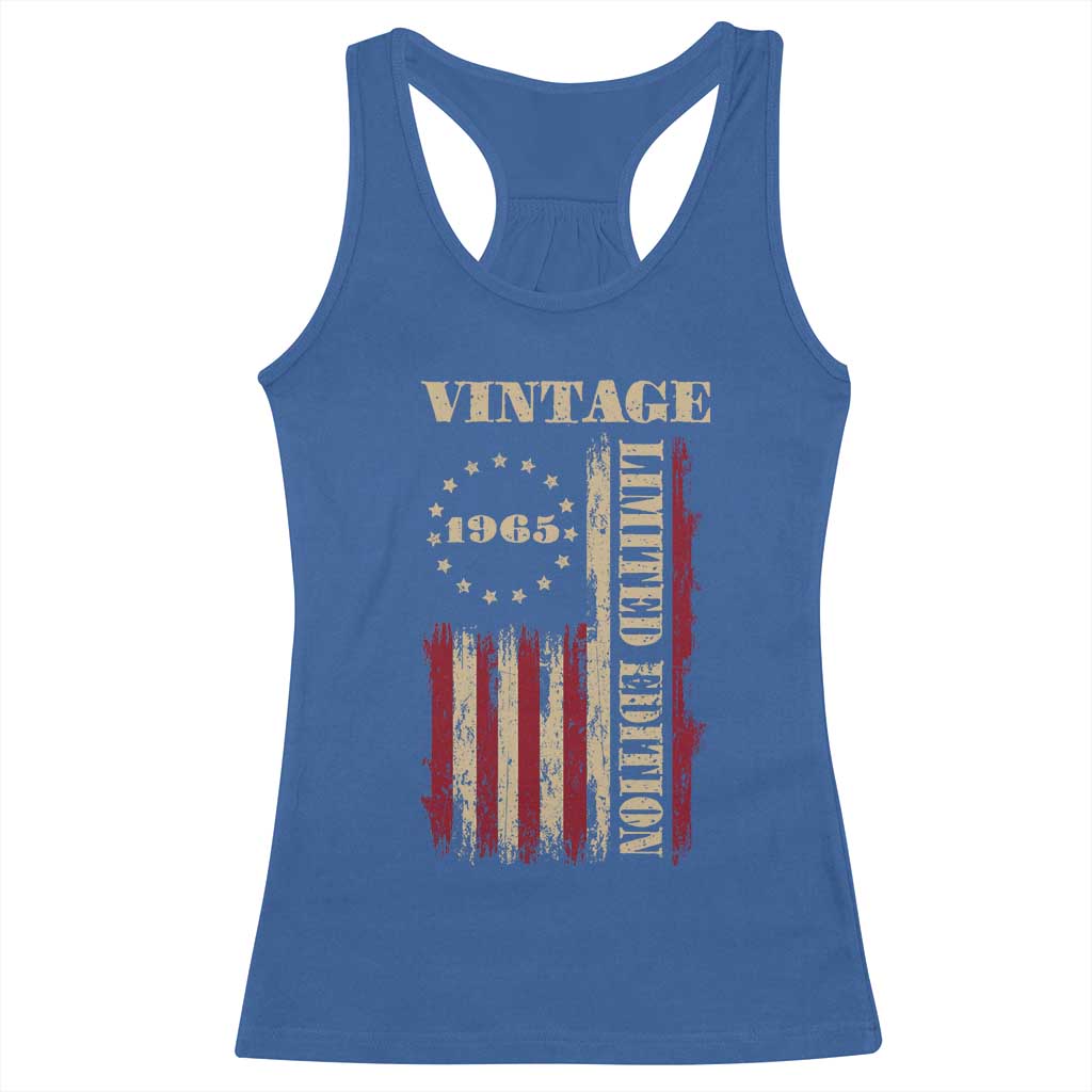 Vintage 1965 Birthday Racerback Tank Top Retro American Flag Limited Edition TS10 Royal Blue Print Your Wear