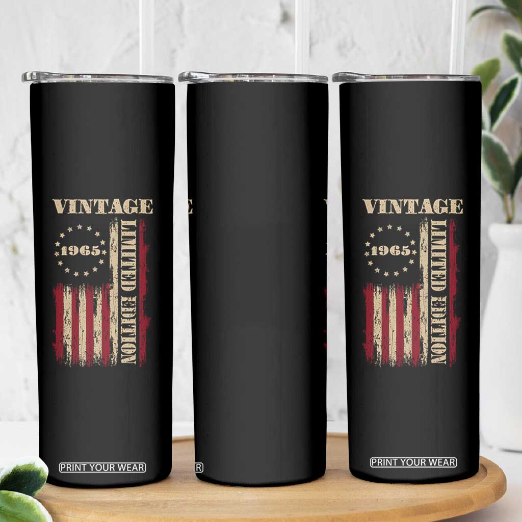Vintage 1965 Birthday Skinny Tumbler Retro American Flag Limited Edition TS10 Print Your Wear
