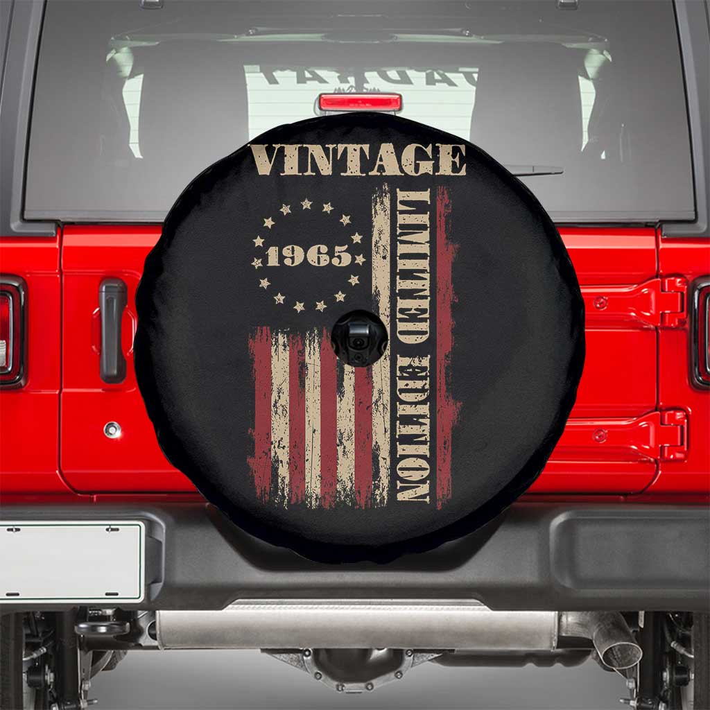 Vintage 1965 Birthday Spare Tire Cover Retro American Flag Limited Edition TS10 Black Print Your Wear