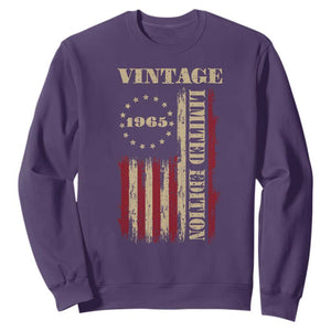 Vintage 1965 Birthday Sweatshirt Retro American Flag Limited Edition TS10 Purple Print Your Wear