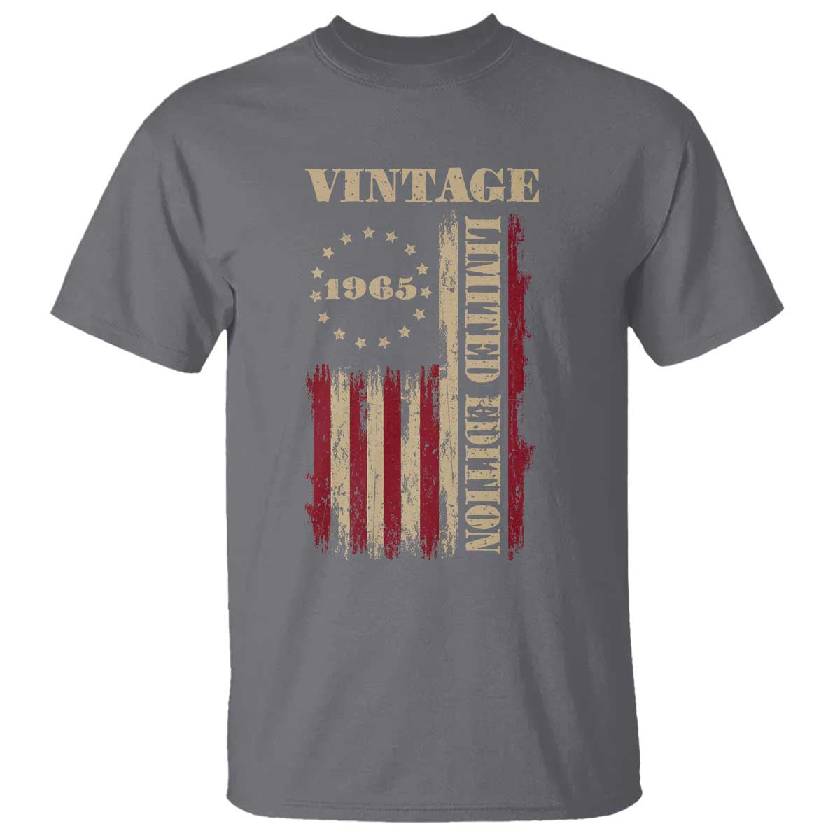 Vintage 1965 Birthday T Shirt Retro American Flag Limited Edition TS10 Charcoal Print Your Wear