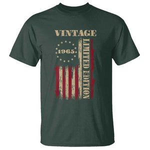 Vintage 1965 Birthday T Shirt Retro American Flag Limited Edition TS10 Dark Forest Green Print Your Wear