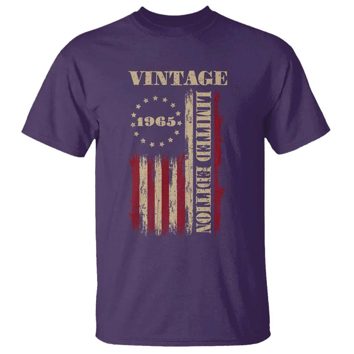 Vintage 1965 Birthday T Shirt Retro American Flag Limited Edition TS10 Purple Print Your Wear