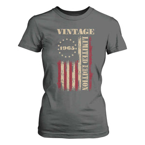 Vintage 1965 Birthday T Shirt For Women Retro American Flag Limited Edition TS10 Dark Heather Print Your Wear