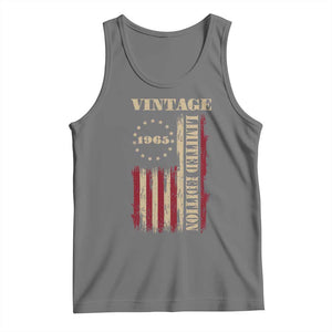 Vintage 1965 Birthday Tank Top Retro American Flag Limited Edition TS10 Black Heather Print Your Wear