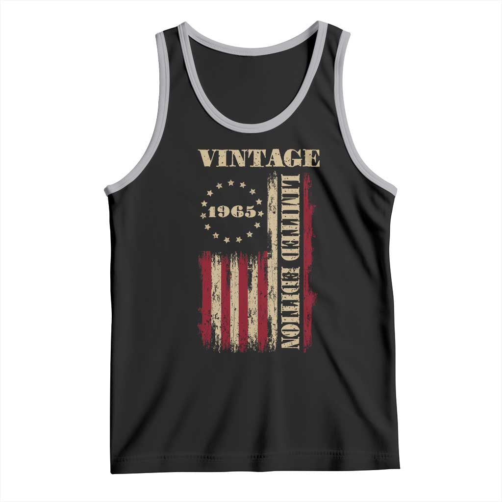 Vintage 1965 Birthday Tank Top Retro American Flag Limited Edition TS10 Black Athletic Heather Print Your Wear