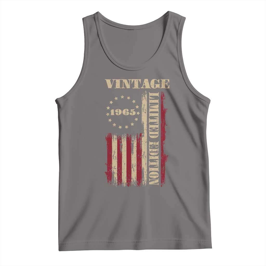 Vintage 1965 Birthday Tank Top Retro American Flag Limited Edition TS10 Deep Heather Print Your Wear
