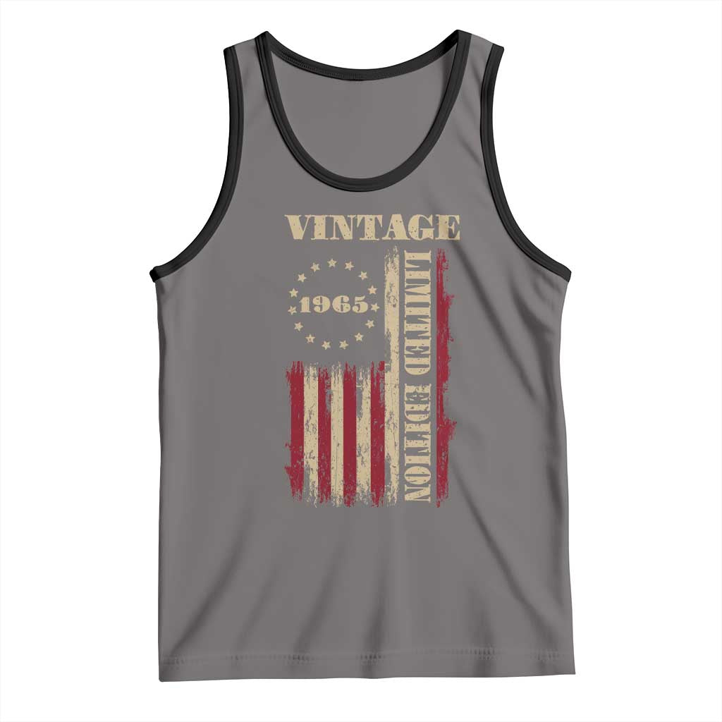 Vintage 1965 Birthday Tank Top Retro American Flag Limited Edition TS10 Deep Heather Black Print Your Wear