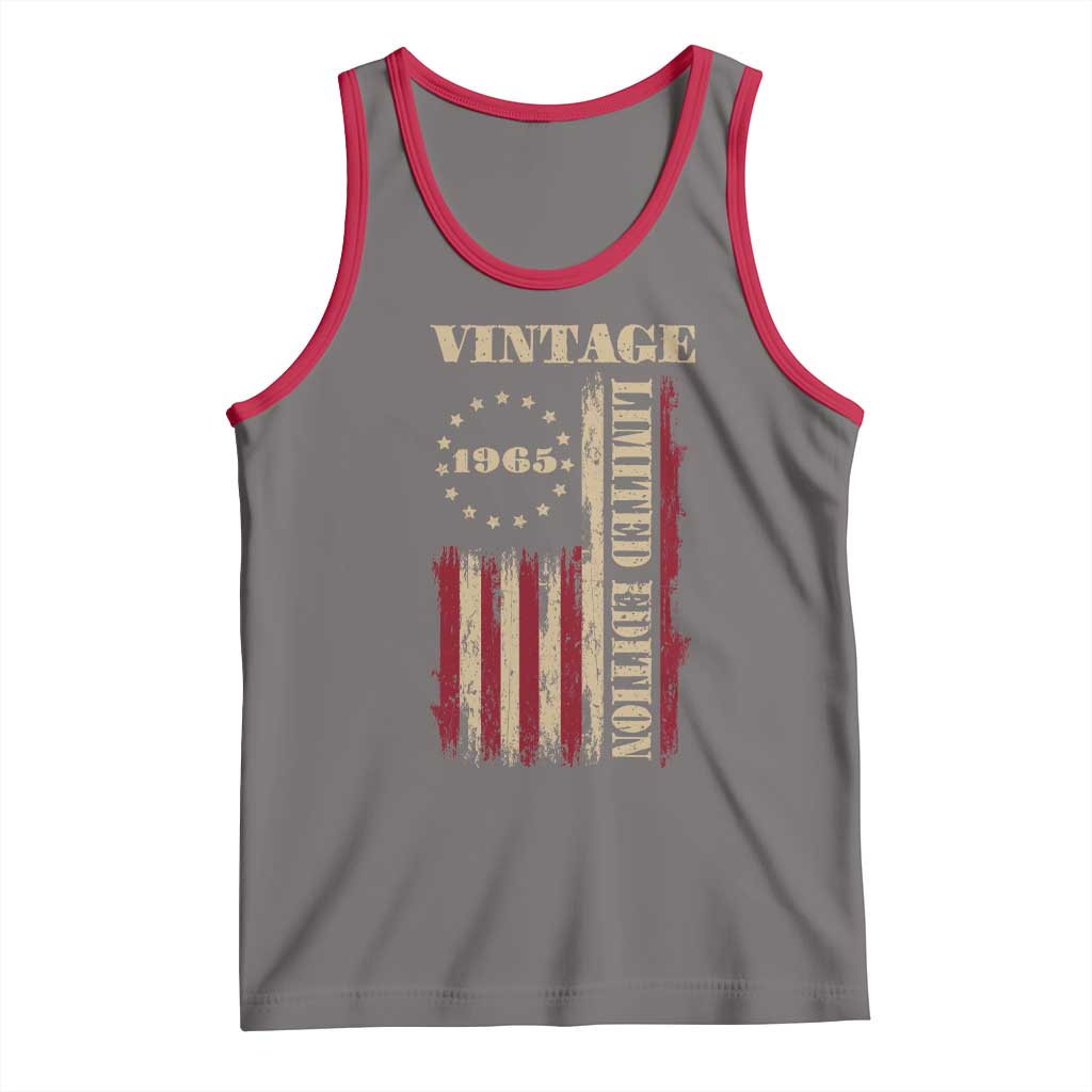 Vintage 1965 Birthday Tank Top Retro American Flag Limited Edition TS10 Deep Heather Red Print Your Wear