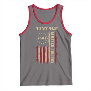 Vintage 1965 Birthday Tank Top Retro American Flag Limited Edition TS10 Deep Heather Red Print Your Wear