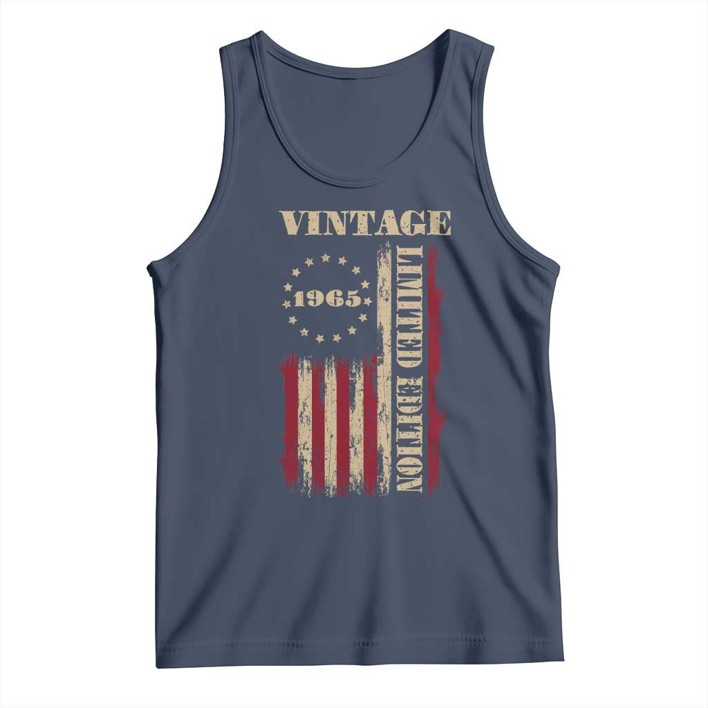 Vintage 1965 Birthday Tank Top Retro American Flag Limited Edition TS10 Navy Print Your Wear