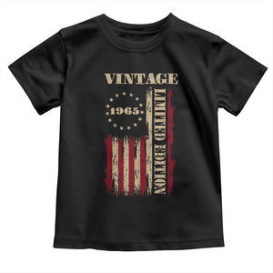 Vintage 1965 Birthday Toddler T Shirt Retro American Flag Limited Edition TS10 Black Print Your Wear