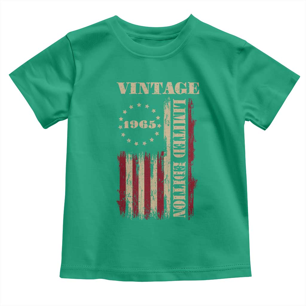 Vintage 1965 Birthday Toddler T Shirt Retro American Flag Limited Edition TS10 Irish Green Print Your Wear