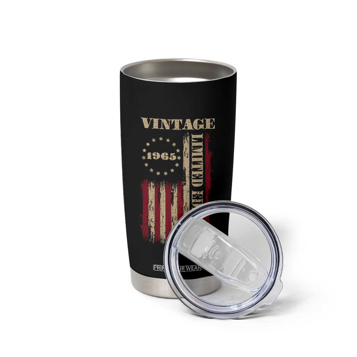 Vintage 1965 Birthday Tumbler Cup Retro American Flag Limited Edition TS10 Print Your Wear