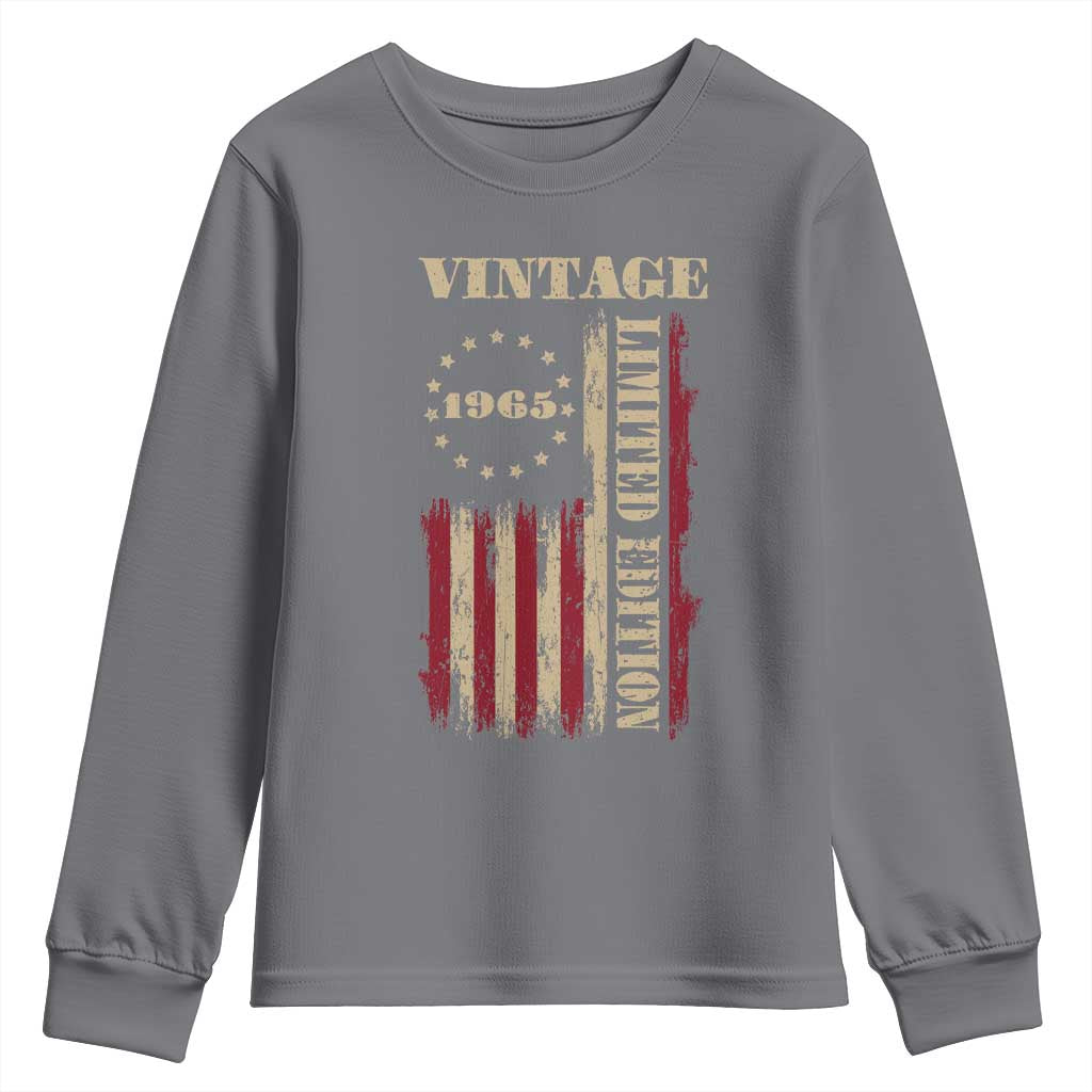 Vintage 1965 Birthday Youth Sweatshirt Retro American Flag Limited Edition TS10 Charcoal Print Your Wear