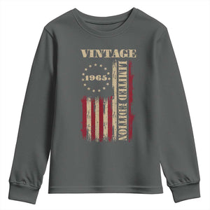 Vintage 1965 Birthday Youth Sweatshirt Retro American Flag Limited Edition TS10 Dark Heather Print Your Wear