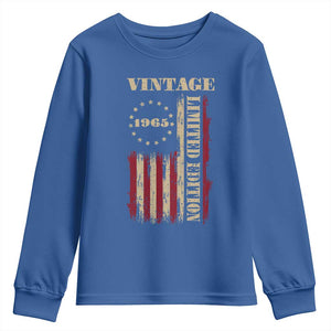 Vintage 1965 Birthday Youth Sweatshirt Retro American Flag Limited Edition TS10 Royal Blue Print Your Wear