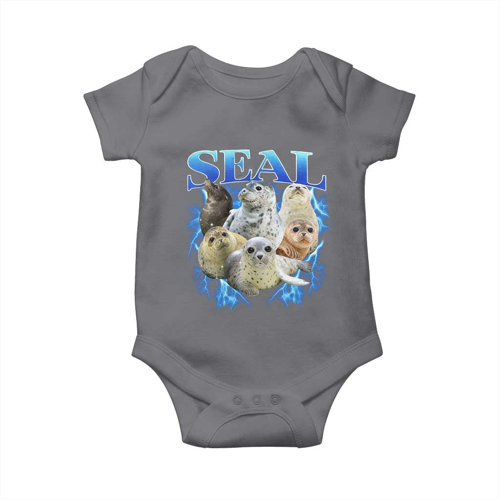 Baby Seals Baby Onesie Retro Sea Dog Bootleg Vintage Graphic 90s TS10 Charcoal Print Your Wear