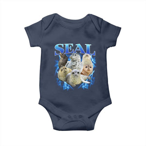 Baby Seals Baby Onesie Retro Sea Dog Bootleg Vintage Graphic 90s TS10 Navy Print Your Wear