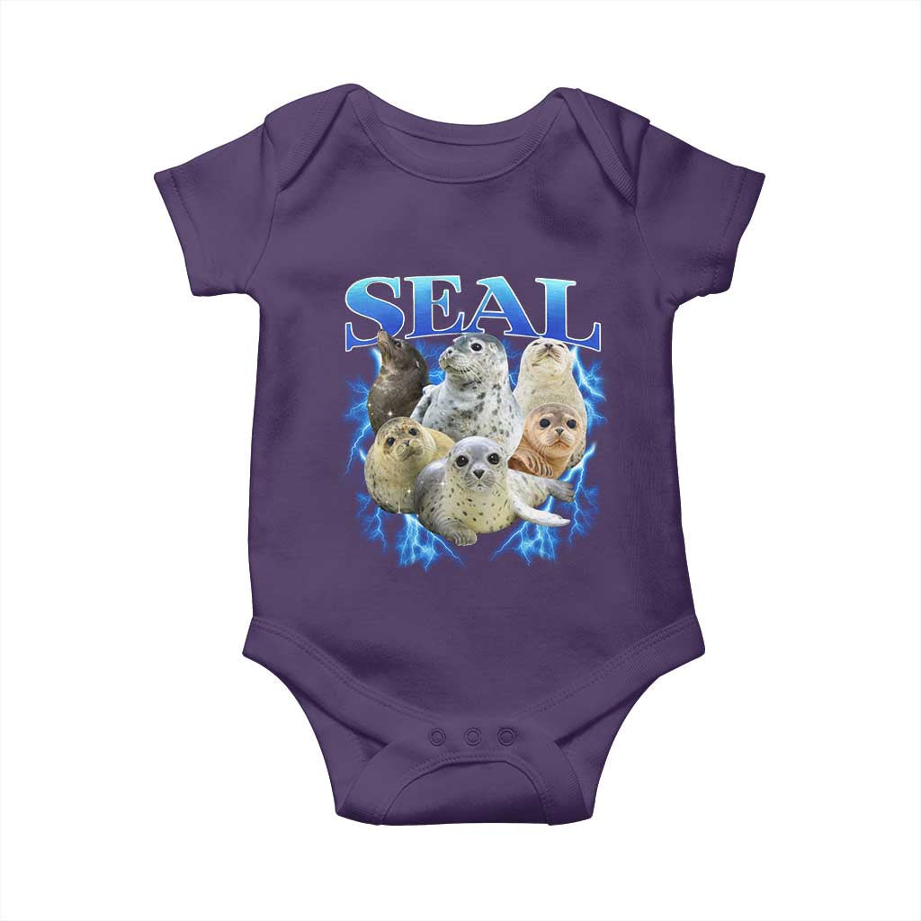 Baby Seals Baby Onesie Retro Sea Dog Bootleg Vintage Graphic 90s TS10 Purple Print Your Wear