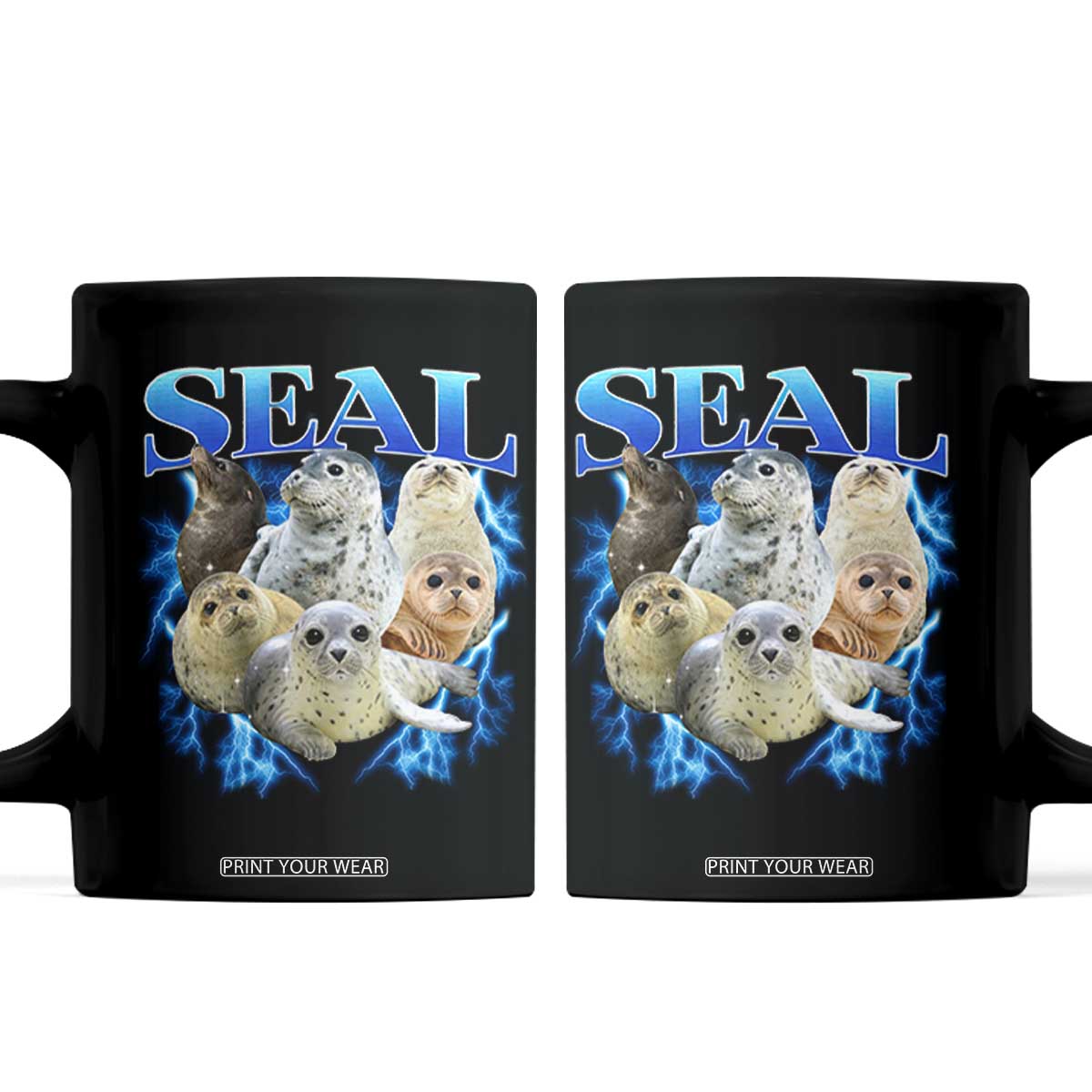 Baby Seals Coffee Mug Retro Sea Dog Bootleg Vintage Graphic 90s TS10 Black Print Your Wear