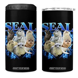 Baby Seals 4 in 1 Can Cooler Tumbler Retro Sea Dog Bootleg Vintage Graphic 90s TS10 One Size: 16 oz Black Print Your Wear
