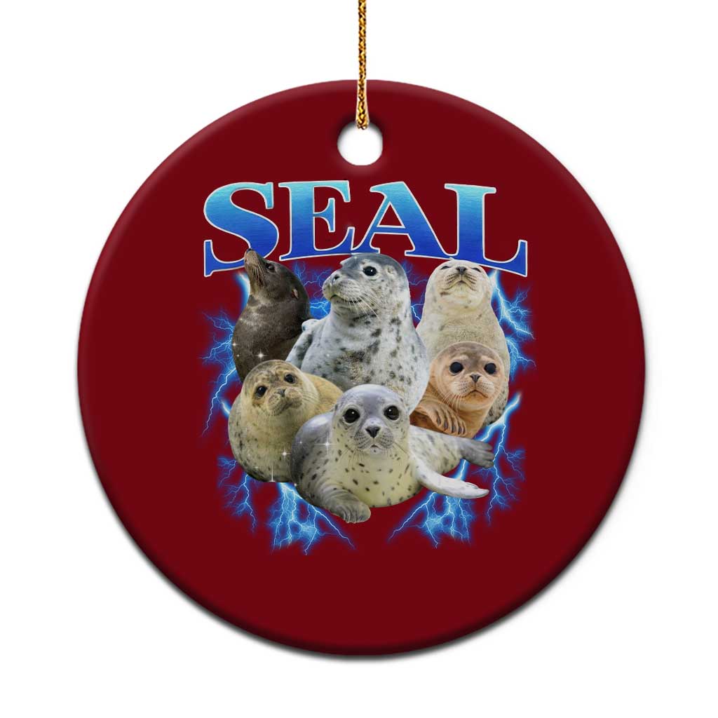 Baby Seals Ceramic Ornament Retro Sea Dog Bootleg Vintage Graphic 90s TS10 1pc Red Print Your Wear