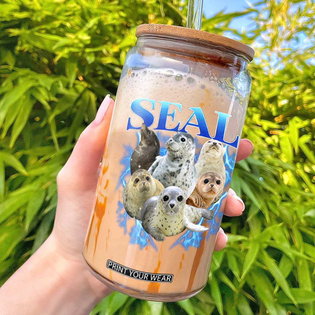 Baby Seals Glass Can Retro Sea Dog Bootleg Vintage Graphic 90s TS10 Black Print Your Wear