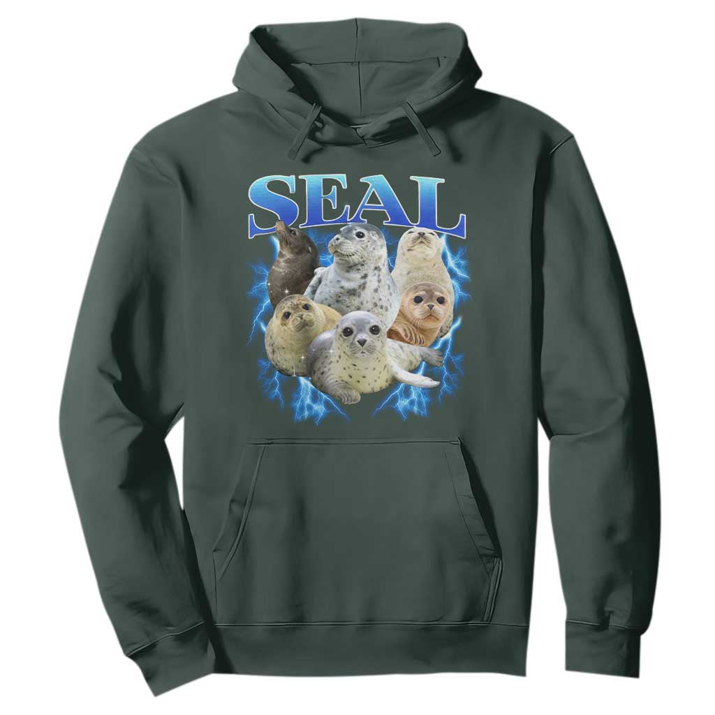 Baby Seals Hoodie Retro Sea Dog Bootleg Vintage Graphic 90s TS10 Dark Forest Green Print Your Wear