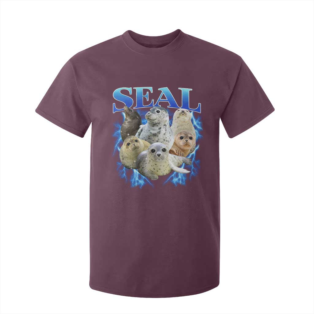 Baby Seals T Shirt For Kid Retro Sea Dog Bootleg Vintage Graphic 90s TS10 Maroon Print Your Wear
