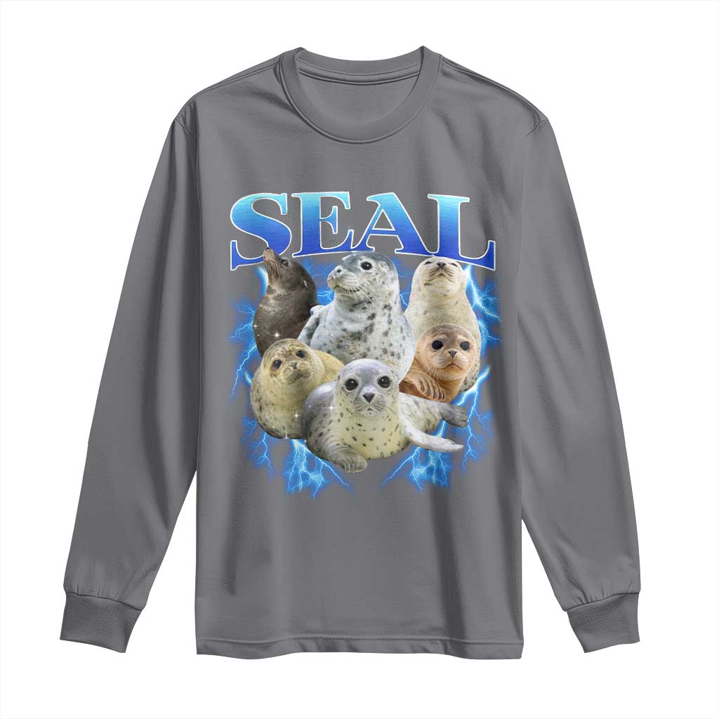 Baby Seals Long Sleeve Shirt Retro Sea Dog Bootleg Vintage Graphic 90s TS10 Charcoal Print Your Wear