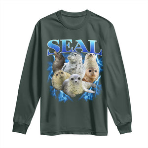 Baby Seals Long Sleeve Shirt Retro Sea Dog Bootleg Vintage Graphic 90s TS10 Dark Forest Green Print Your Wear