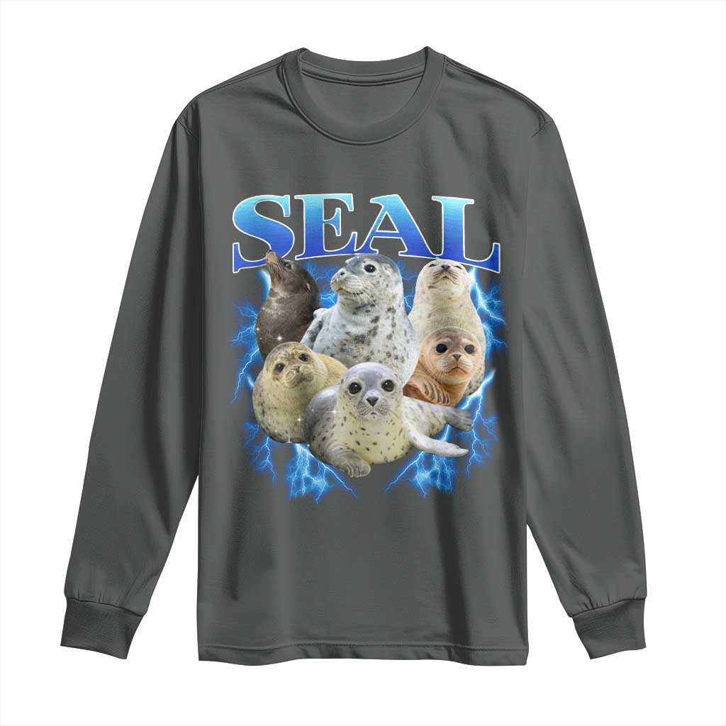 Baby Seals Long Sleeve Shirt Retro Sea Dog Bootleg Vintage Graphic 90s TS10 Dark Heather Print Your Wear