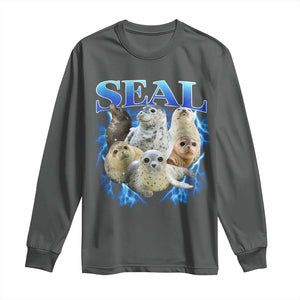 Baby Seals Long Sleeve Shirt Retro Sea Dog Bootleg Vintage Graphic 90s TS10 Dark Heather Print Your Wear