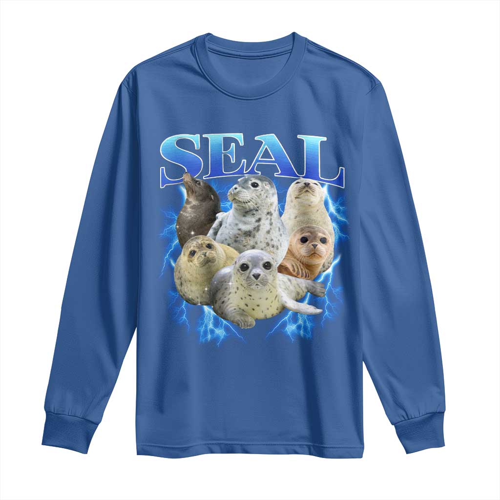 Baby Seals Long Sleeve Shirt Retro Sea Dog Bootleg Vintage Graphic 90s TS10 Royal Blue Print Your Wear