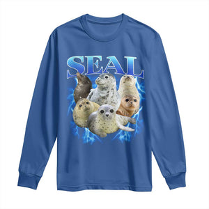 Baby Seals Long Sleeve Shirt Retro Sea Dog Bootleg Vintage Graphic 90s TS10 Royal Blue Print Your Wear