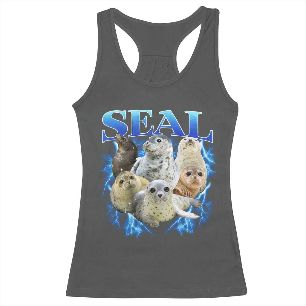 Baby Seals Racerback Tank Top Retro Sea Dog Bootleg Vintage Graphic 90s TS10 Dark Heather Print Your Wear